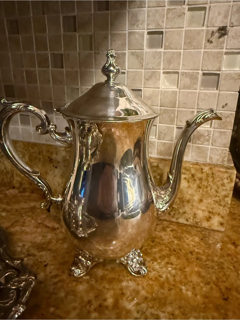 Vintage Gorham EP Brass Silverplate Tea Coffee Service Set + Unbranded Tray